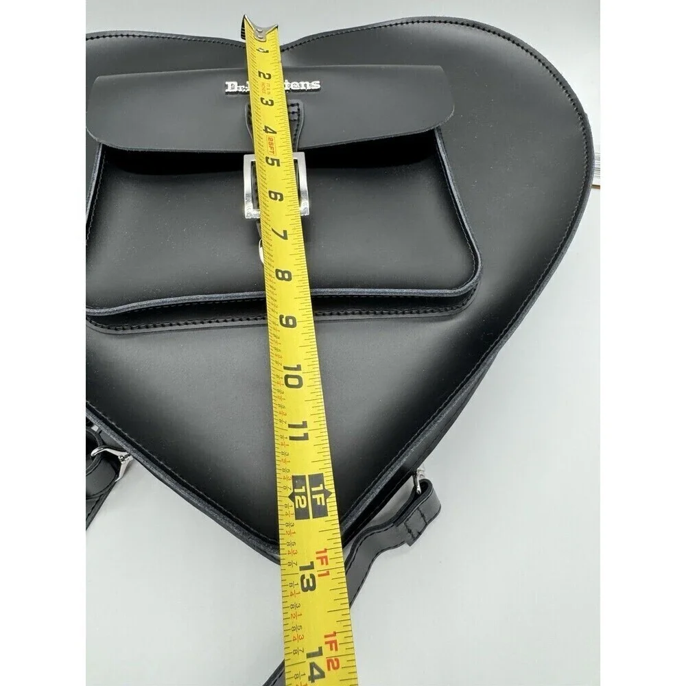 DR. MARTENS Black Heart Shaped Leather Crossbody Bag / Convertible Backpack